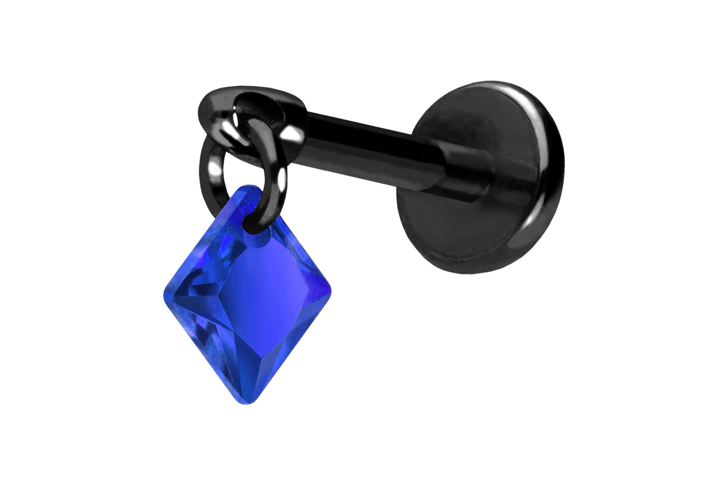 Titan Labret Piercing mit Push Fit KRISTALLQUADRAT